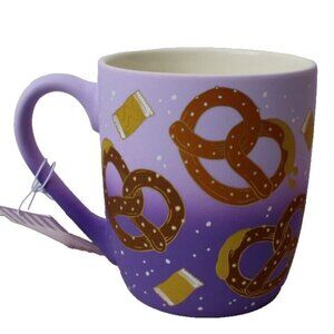 New Purple Luna & Stage Carmel Butter Pretzel Soft Touch Coffee Mug Gift